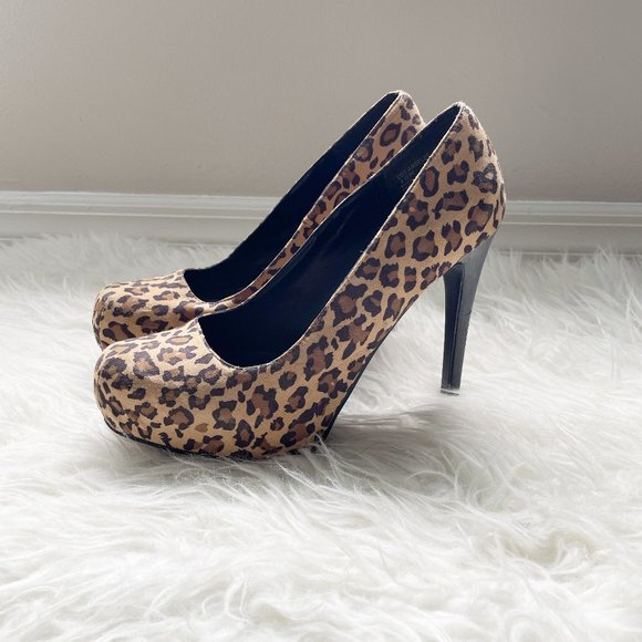 KARDASHIAN KOLLECTION Cheetah Print 5" Platform Heels 75802 Size 10M Used - Picture 1 of 8